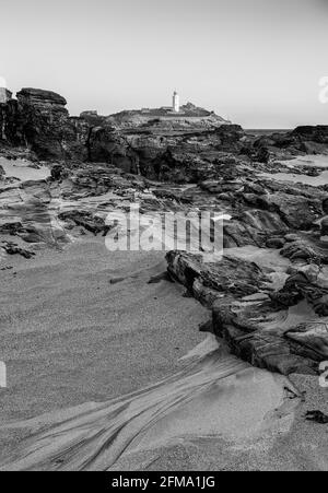 Magnifique et insolite image de paysage du phare de Godrevy sur Cornouailles côte Banque D'Images