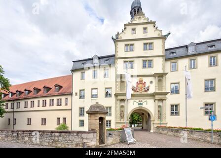 Château de Mergentheim, ancien château de l'ordre teutonique, portail, armoiries, Romantische Strasse, Bad Mergentheim, Bade-Wurtemberg, Allemagne, Europe Banque D'Images
