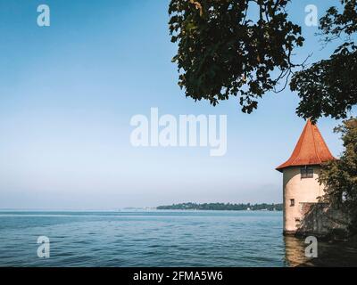 Bodensee, lac, île, Lindau, Tour poudrière, Bavière, Allemagne Banque D'Images