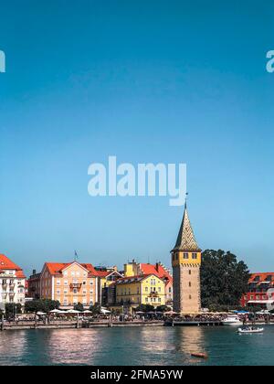 Bodensee, lac, île, Lindau, Mangturm, Bavière, Allemagne Banque D'Images