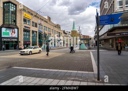 Centre ville de Bochum, à la troisième crise de Corona écluses, Bongardstrasse, les rues commerçantes vides, Bochum, NRW, Allemagne, Banque D'Images