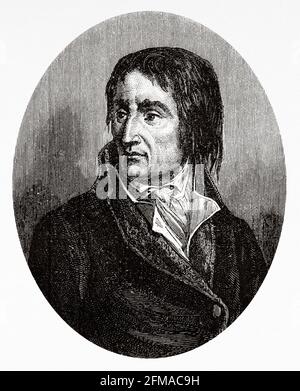 Portrait de Jean-Baptiste Carrier (1756-1794) politicien français, radical démocrate. France. Ancienne illustration gravée du XIXe siècle de l'Histoire de la Révolution française 1876 par Jules Michelet (1798-1874) Banque D'Images