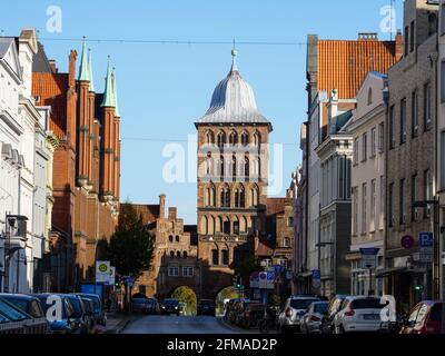 Porte du château, vieille ville, Lübeck, Schleswig-Holstein, Allemagne Banque D'Images