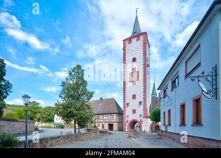Tour de la porte supérieure, mur de la ville, tour, été, Karlstadt am main, Main-Spessart, Franconie, Bavière, Allemagne, Europe, Banque D'Images