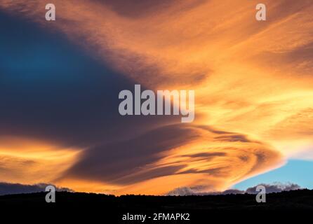 Nuages de lenticularis en Patagonie, Argentine, El Chalten Banque D'Images