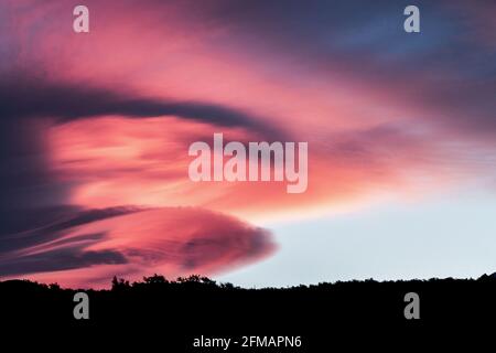 Nuages de lenticularis en Patagonie, Argentine, El Chalten Banque D'Images