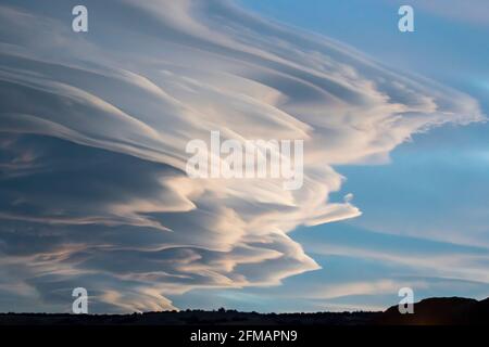 Nuages de lenticularis en Patagonie, Argentine, El Chalten Banque D'Images