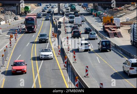 Herne, Rhénanie-du-Nord-Westphalie, Allemagne - chantier de construction sur l'autoroute A43. Banque D'Images