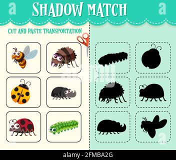 Jeu Shadow Match pour enfants Illustration de Vecteur