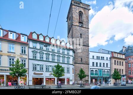 Bartholomäusturm, colère, façades de maisons, vieille ville, été, Erfurt, Thuringe, Allemagne, Europe Banque D'Images