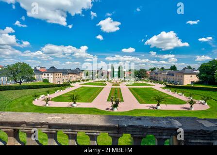 Orangerie, parc, zone verte, château de Friedenstein, décorations florales, Été, siège royal, Gotha, Thuringe, Allemagne, Europe Banque D'Images