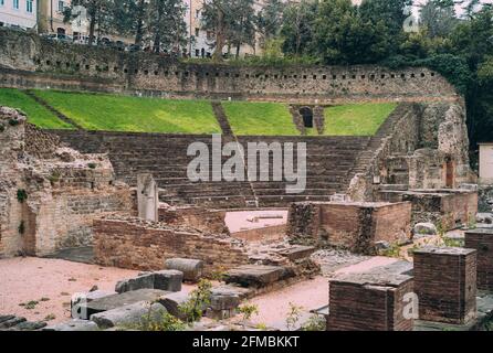 Teatro Romano Roman Theatre, un ancien amphithéâtre de Trieste, Friuli Venezia Giulia Italie Banque D'Images