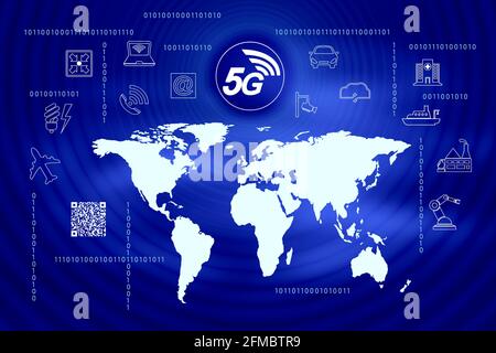 Réseau global 5G, illustration conceptuelle Banque D'Images