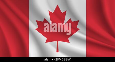 Drapeau ondulé rouge et blanc du canada Illustration de Vecteur