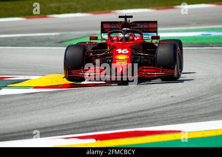 Barcelone, Espagne. 09e mai 2021. Barcelone, Espagne. 08 mai 2021. 16 LECLERC Charles (mco), Scuderia Ferrari SF21, action pendant la Formule 1 Aramco Gran Premio de Espana 2021 du 07 au 10 mai 2021 sur le circuit de Barcelone-Catalunya, à Montmelo, près de Barcelone, Espagne - photo Xavi Bonilla / DPPI / LiveMedia Credit: Independent photo Agency/Alay Live News Credit: Agence photo indépendante/Alamy Live News Banque D'Images
