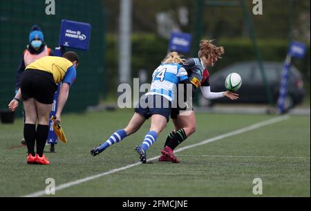 DURHAM, ROYAUME-UNI. 8 MAI Rosie Blount de Darlington Mowden Park Sharks et Freya Aucken de Harlequins Women pendant le match FÉMININ ALLIANZ PREMIER 15S entre le DMP Durham Sharks et Harlequins au château de Maiden, à Durham City, le samedi 8 mai 2021. (Credit: Chris Booth | MI News) Credit: MI News & Sport /Alay Live News Banque D'Images