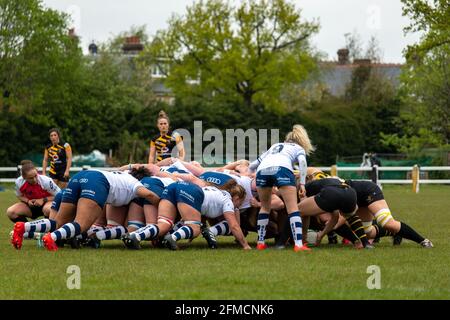 Londres, Royaume-Uni. 08 mai 2021. Scrum lors du match Allianz Premier 15s entre Wasps FC Ladies et Bristol Bears Women à Twyford Avenue à Londres, en Angleterre. Crédit: SPP Sport presse photo. /Alamy Live News Banque D'Images