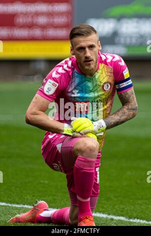 Bristol, Royaume-Uni. 08 mai 2021. Le gardien de but de Bristol Daniel Bentley en action EFL Skybet Championship Match, Bristol City et Brentford au stade Ashton Gate à Bristol, Avon, le samedi 8 mai 2021. Cette image ne peut être utilisée qu'à des fins éditoriales. Utilisation éditoriale uniquement, licence requise pour une utilisation commerciale. Aucune utilisation dans les Paris, les jeux ou les publications d'un seul club/ligue/joueur. photo de Lewis Mitchell/Andrew Orchard sports Photography/Alamy Live News crédit: Andrew Orchard sports Photography/Alamy Live News Banque D'Images