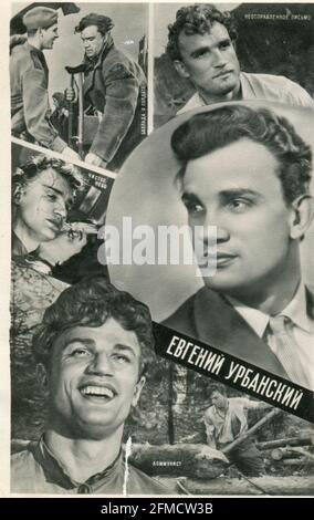 Yevgeni Yakovlevich Urbansky (Евгений Яковлевич Урбанский; 27 février 1932 – 5 novembre 1965) était un acteur russe soviétique de premier plan. Carte postale ancienne de l'URSS, 1961. Banque D'Images