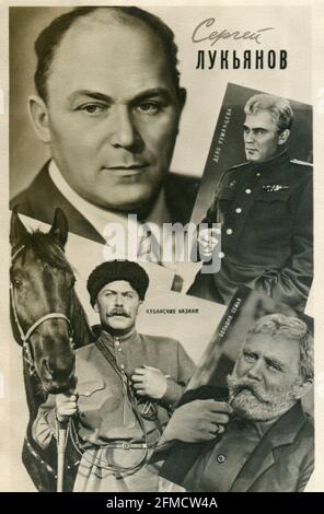 Sergueï Vladimirovich Lukyanov (Сергей Владимирович Лукьянов; 27 septembre 1910 — 1er mars 1965) était un acteur de cinéma et de théâtre soviétique. Carte postale ancienne de l'URSS, 1961. Banque D'Images