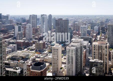 Vue aérienne des bâtiments dans le quartier de River North Banque D'Images