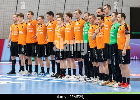 Guemlingen, Suisse. 08 mai 2021. 8 mai 2021, Guemlingen, Mobiliar Arena, Cup final men: HC Kriens-Luzern - Kadetten Schaffhausen, Kadetten Schaffhausen au Schweizerpsaume (Suisse/Croatie OUT) Credit: SPP Sport Press photo. /Alamy Live News Banque D'Images