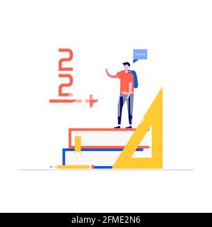 Notion d'illustration vectorielle mathématique avec caractères. Illustration vectorielle moderne de style plat pour la page d'arrivée, l'application mobile, l'affiche, la brochure, le modèle Illustration de Vecteur