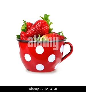 Fraises dans la tasse isolées sur fond blanc Banque D'Images