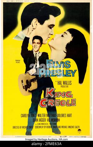 Elvis Presley, affiche de film pour King Creole 1958, version jaune. HAL Wallis. Banque D'Images