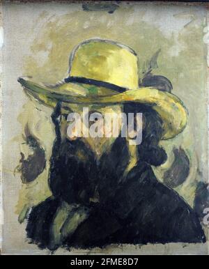 Paul Cézanne. (Français, 1839-1906). Autoportrait dans un chapeau de paille. 1875-76. Huile sur toile. Banque D'Images