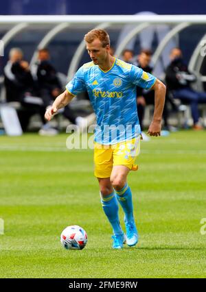 Chicago, États-Unis, 08 mai 2021. Major League Soccer (MLS) Philadelphia Union le joueur de football de l'Union Kacper Przybylko (23) se charge de la balle contre le Chicago Fire FC à Soldier Field à Chicago, il, États-Unis. Union a gagné 2-0. Credit: Tony Gadomski / toutes les images de sport / Alamy Live News Banque D'Images