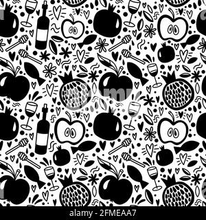 Motif sans couture avec pommes de grenade. Roch Hachana Illustration de Vecteur
