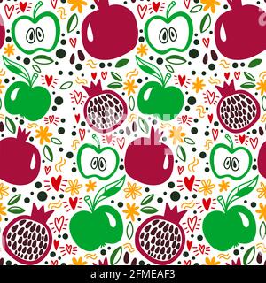 Motif sans couture avec pommes de grenade. Roch Hachana Illustration de Vecteur