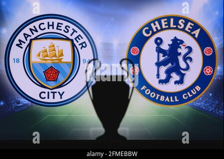 LONDRES, ANGLETERRE, MAI. 8. 2021: Manchester City (ENG) contre Chelsea FC (ENG). Finale 2021 de la Ligue des champions de l'UEFA à Istanbul, turquie, football, UCL T. Banque D'Images