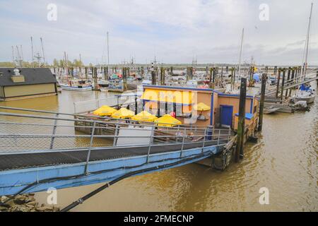 Steveston, C.-B. Canada - avril 21 2018 : le célèbre poisson et la puce de Pajo au port de plaisance de Steveston Fisherman's Wharf près de Richmond, en Colombie-Britannique. Banque D'Images