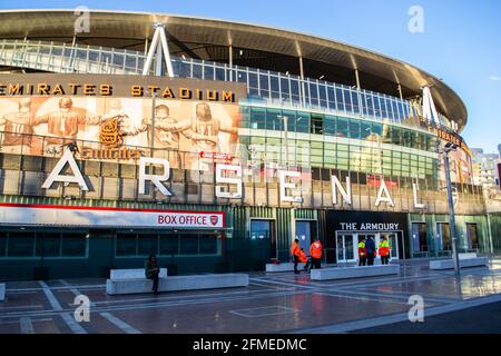 HIGHBURY, LONDRES, ANGLETERRE- 6 mai 2021 : stade de football Arsenal Emirates à Londres Banque D'Images