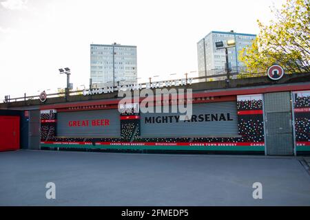 HIGHBURY, LONDRES, ANGLETERRE- 6 mai 2021 : brasserie Camden Town au stade de football Arsenal Emirates à Londres Banque D'Images