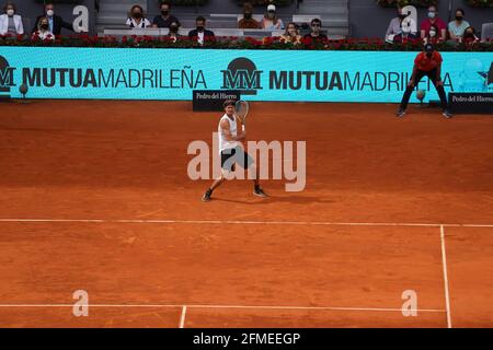 Madrid, Espagne. 08 mai 2021. Alexander Zverev (GER) VS Dominic Thiem (AUT) Durning Match Master 1000 - Mutua Madrid Open 2021, Madrid 8 mai 2021 crédit: CORCON PRESS/Alay Live News Banque D'Images