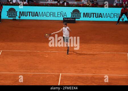 Madrid, Espagne. 08 mai 2021. Alexander Zverev (GER) VS Dominic Thiem (AUT) Durning Match Master 1000 - Mutua Madrid Open 2021, Madrid 8 mai 2021 crédit: CORCON PRESS/Alay Live News Banque D'Images