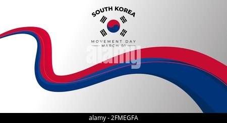 Jour du mouvement pour l'indépendance de la Corée du Sud. Arrière-plan abstrait rouge et bleu avec conception de concept liquide. Bon modèle pour la conception de la journée nationale sud-coréenne Illustration de Vecteur