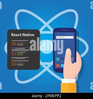 réagissez avec le logiciel natif de développement de code de programmation mobile smartphone Illustration de Vecteur