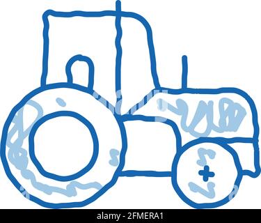 Illustration dessinée à la main de l'icône d'un véhicule agricole tracteur Illustration de Vecteur