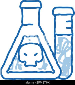 Illustration représentant une bouteille avec un produit chimique liquide et une icône représentant un coq Illustration de Vecteur