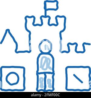 Illustration dessinée à la main de l'icône du personnage du château pour enfants Illustration de Vecteur