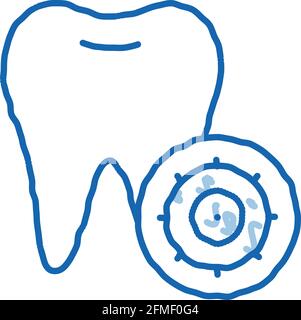 Illustration représentant une bactérie germe et une dent d'oodle dessinée à la main Illustration de Vecteur