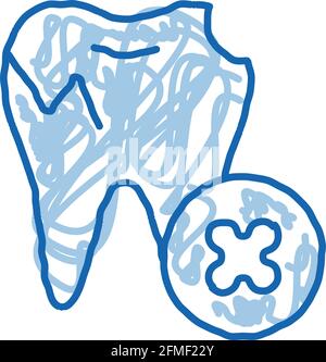 Dentiste Stomatology mauvaise santé Toodle icône de la dent illustration dessinée à la main Illustration de Vecteur