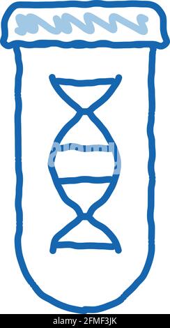 Tube à essai en verre de laboratoire avec icône de doodle biomatérienne dessinée à la main illustration Illustration de Vecteur