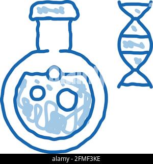 Laboratoire de chimie Verrerie Biomatériau Doodle Icon illustration dessinée à la main Illustration de Vecteur