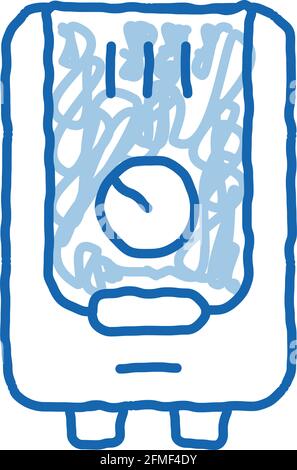 Illustration dessinée à la main de l'icône de l'équipement du système de chauffage de chaudière gaz Illustration de Vecteur