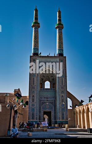Mosquée Jameh Masjed-e ou mosquée du vendredi, Yazd, Iran Banque D'Images